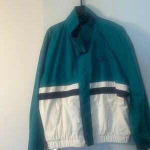 Columbia Teal and White Colorblock Windbreaker with Black Stripe